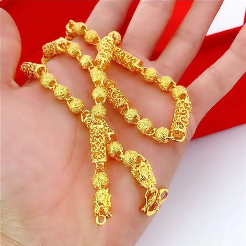 Plated Color 18K Gold Real Gold Necklace Gold Necklace Domineering Fashion Trendy 24K 999 Men's Gold Necklace Pendant Gifts
