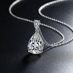 Wholesale14K White Gold 2 Carat Pear Teardrop Cut D Color Moissanite Diamond Necklace With Certificate Fine Jewelry