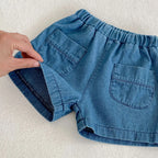New baby clothes in summer, 0-3 years old baby girl and boy, sleeve pocket top + boxer shorts two-piece set