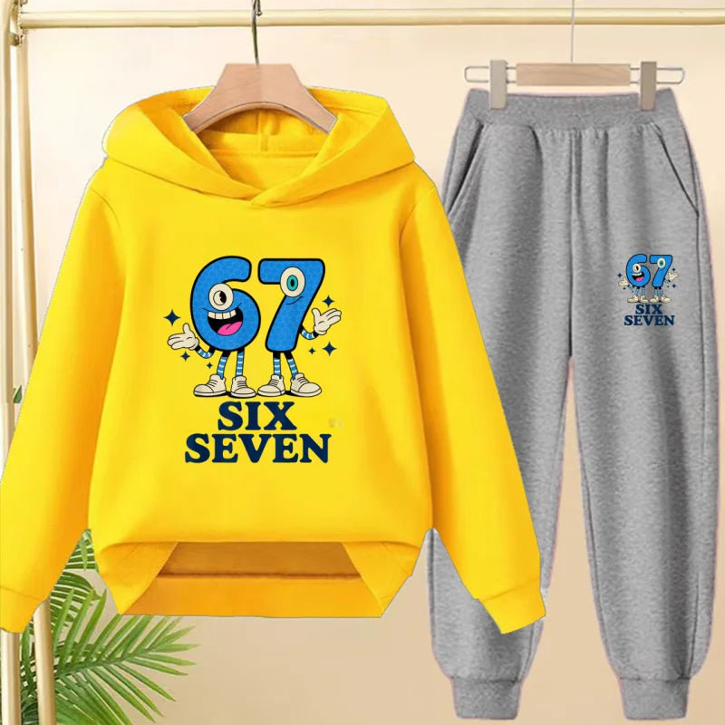 Kids Leisure Clothes Boy Girls Spring Hoodie 67 six seven Print Graphic Children Clothing 3 To 12 Age Comfortable Sportswear Set