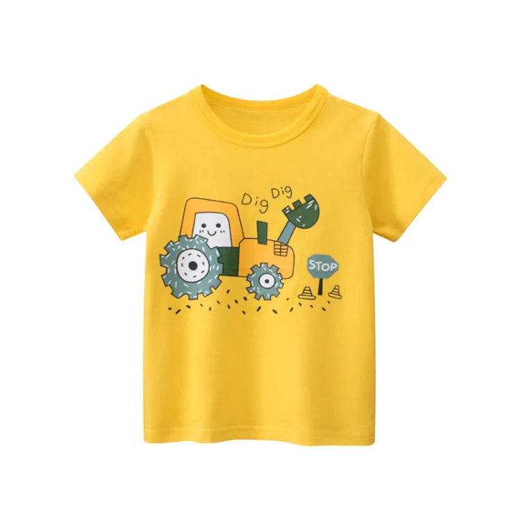 2-8T Toddler Kid Baby Boys Clothes Summer Cotton Top Infant Short Sleeve T Shirt Fashion Cute Tee Boys Tshrit Outfits