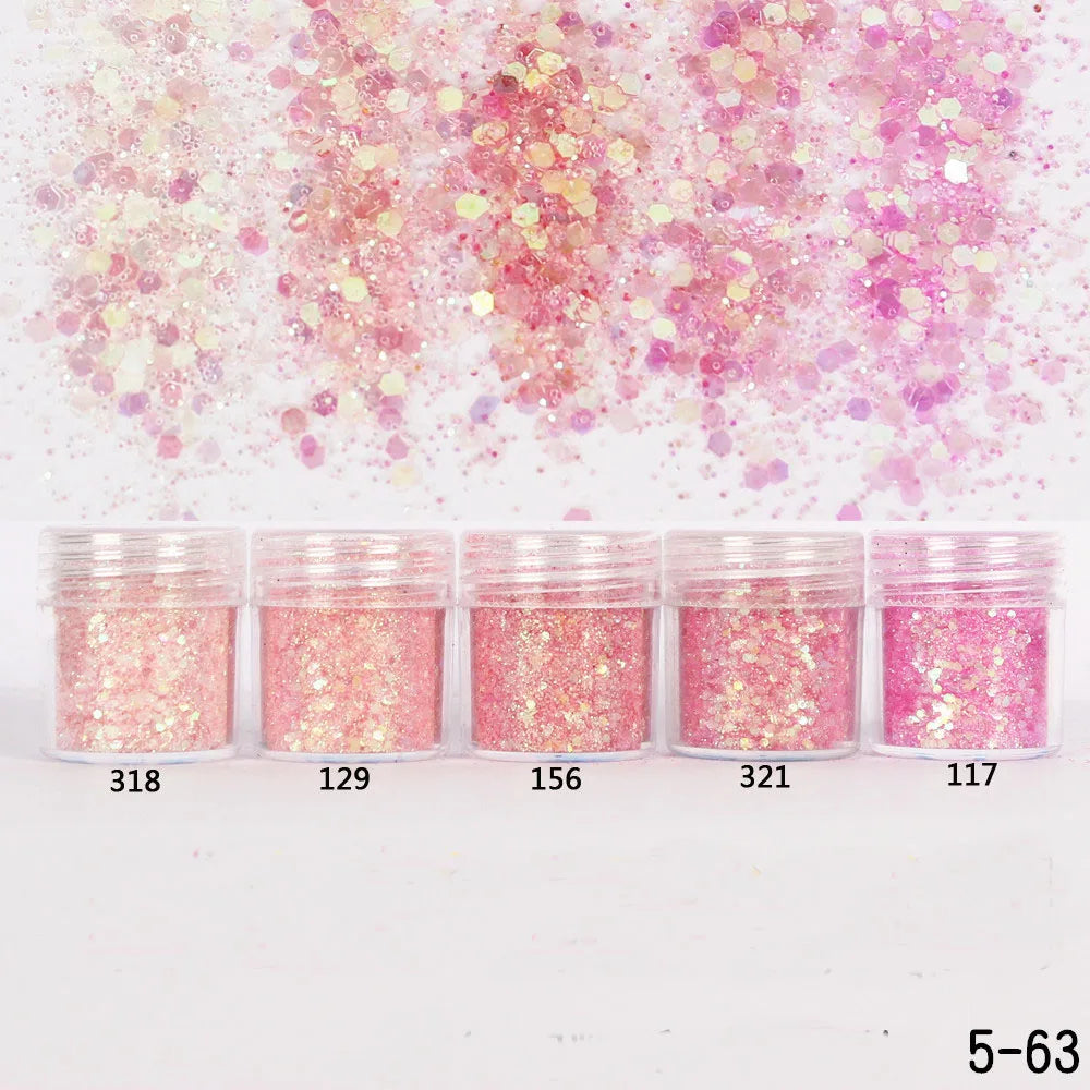 Holographic Glitter set 4 different shines Nail Sequins 10 grams each jar Holographic Cosmetic Festival Chunky Glitters Sequins