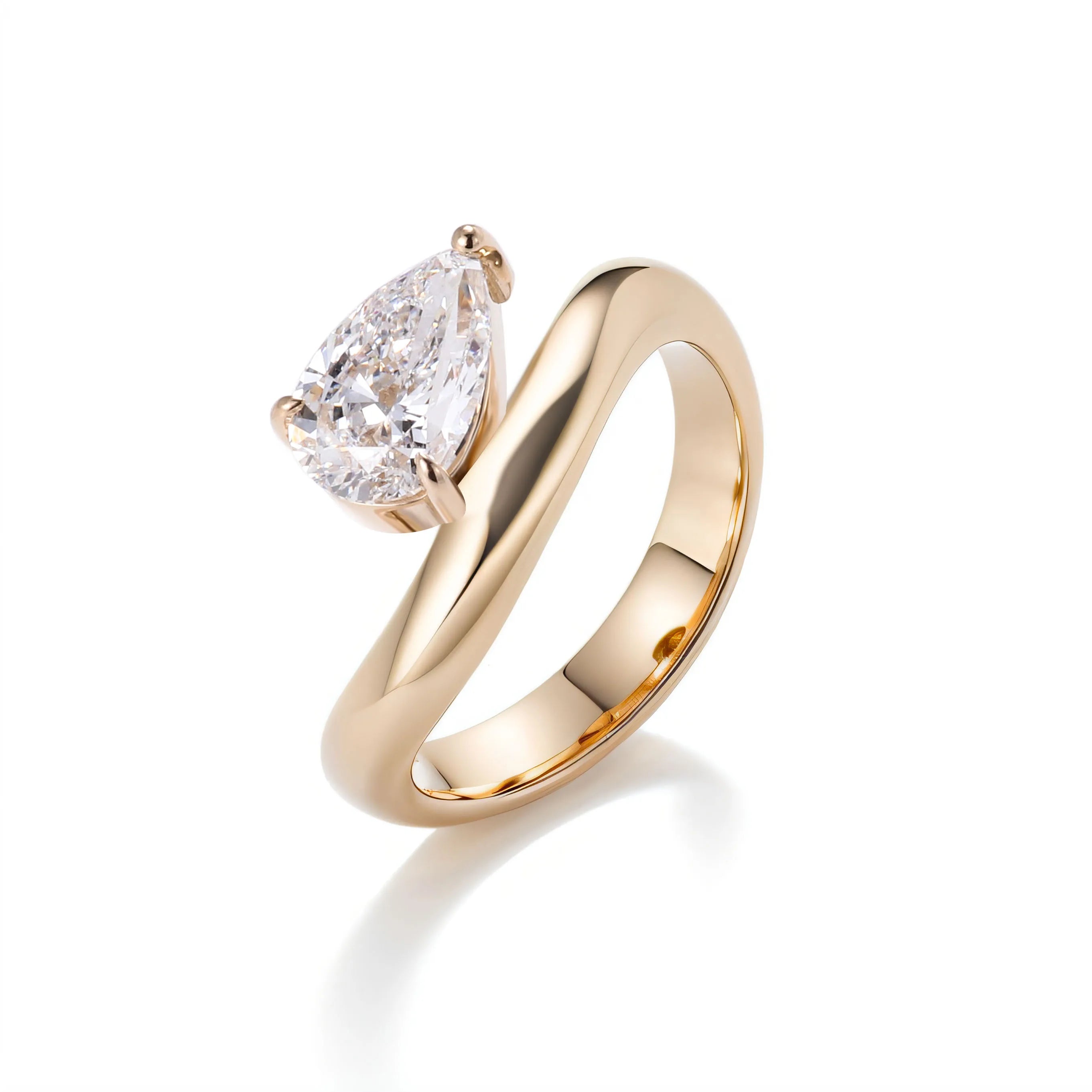 Provence 14K 18K yellow gold 1 carat E color VS1 Pear lab grown diamond ring for women wedding band Customized Engagement Rings