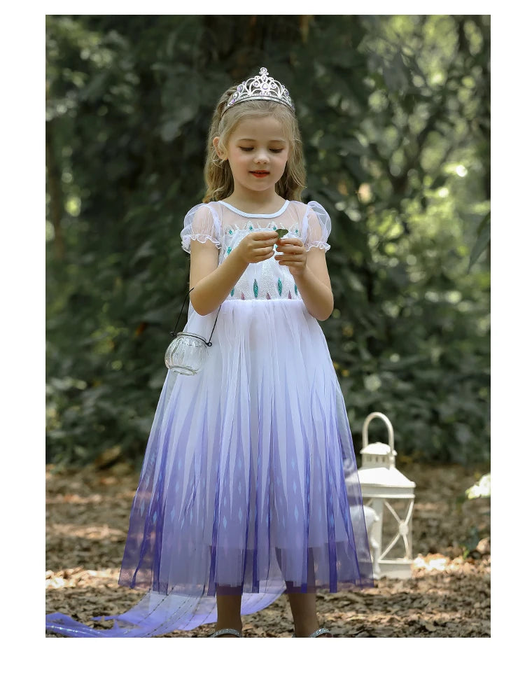 Elsa Dress Kids Girl Formal Princess Long Dress Summer Halloween Party Costumes Children's Frozen 2 Clothes for 3-12 Years Old