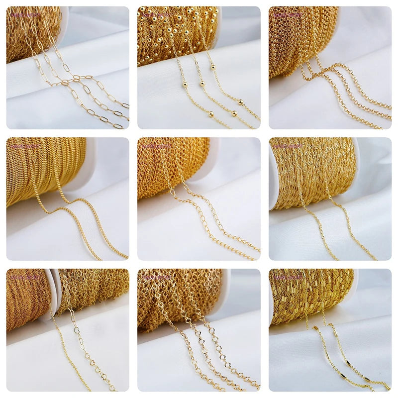 1.5mm/2mm Thin Chains 14K/18K Gold Plated O Chain For Bracelet Necklace Making Accessories DIY Jewelry Making Findings Wholesale