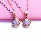 585 Purple Gold Shining Gemstone Round Pendant Plated 14K Rose Gold glossy Simple necklaces chain collar Banquet jewellery women