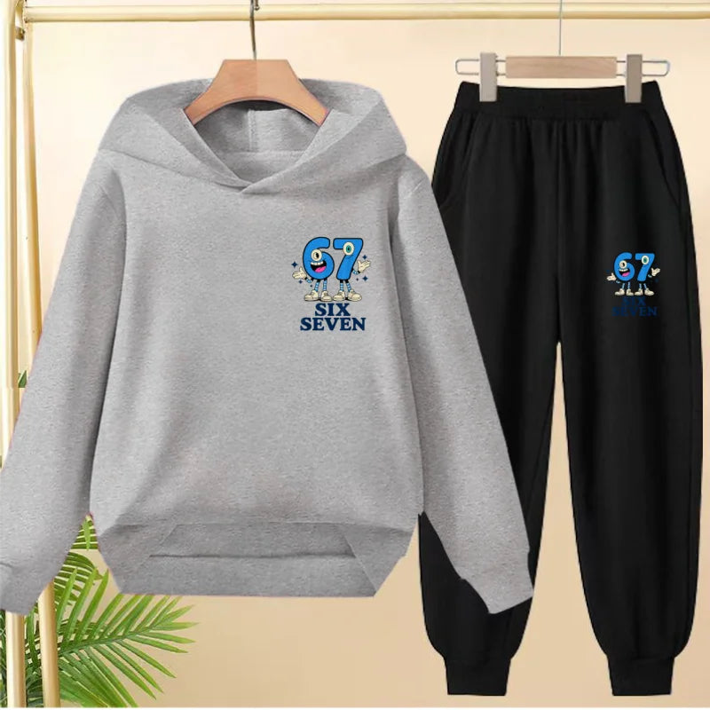 Kids Leisure Clothes Boy Girls Spring Hoodie 67 six seven Print Graphic Children Clothing 3 To 12 Age Comfortable Sportswear Set