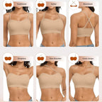 Push Up Strapless Bras For Women Supportive Bandeau Bra Non Slip No Underwire Padded Tube Tops Comfort Soft Wireless Daily Bras