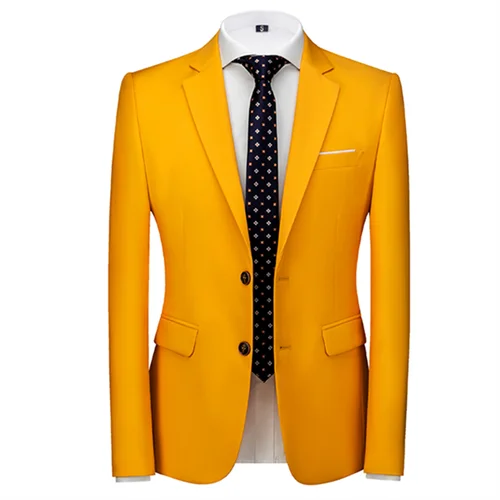 New Men Pure Color Formal Business Social Office Suit Slim Fit Jacket Male Wedding Dance Party Tuxedo Dress Simple Blazers Homme