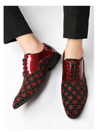 Elegant Red Men's Casual Leather Shoes Pointed-Toe Lace-up Men's Dress Shoes Comfortable Formal Shoes zapatos de vestir hombre