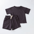 Toddler Boy Girl Casual Outfits Cotton Short Sleeves+Shorts 2pcs Clothes Sets Solid O-neck Baby Boy Clothes 1-6Y Children Suits