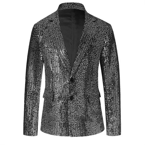 Bright Red Men Luxury Small Sequin Suit Jacket, Black / Green Fashion Male Wedding Dance Party Bar KTV  Blazers Coat.