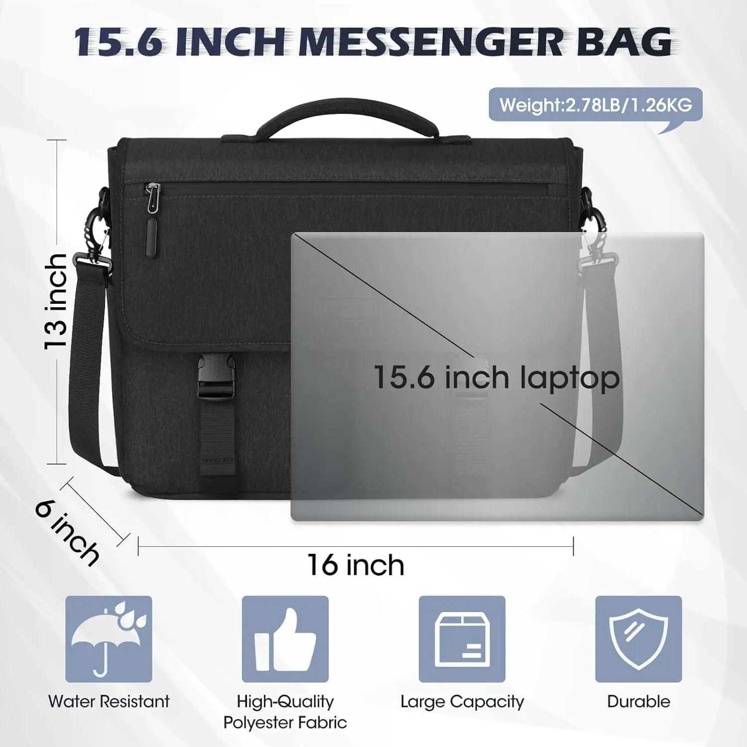 Laptop Briefcases for Men 15.6 Inch Laptop Bag Water resistant Computer Bag Lightweight Shoulder Satchel Bags