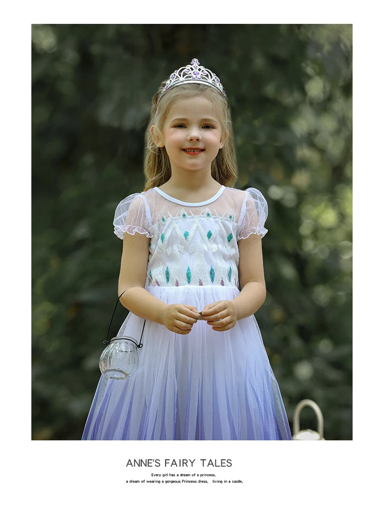 Elsa Dress Kids Girl Formal Princess Long Dress Summer Halloween Party Costumes Children's Frozen 2 Clothes for 3-12 Years Old