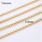 14K Real Gold Plated 1.3mm Thin Chain For DIY Jewelry Making, Wholesale Brass Chains Accessories Findings
