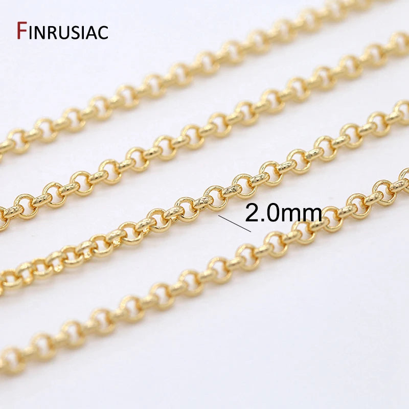 14K Real Gold Plated 1.3mm Thin Chain For DIY Jewelry Making, Wholesale Brass Chains Accessories Findings