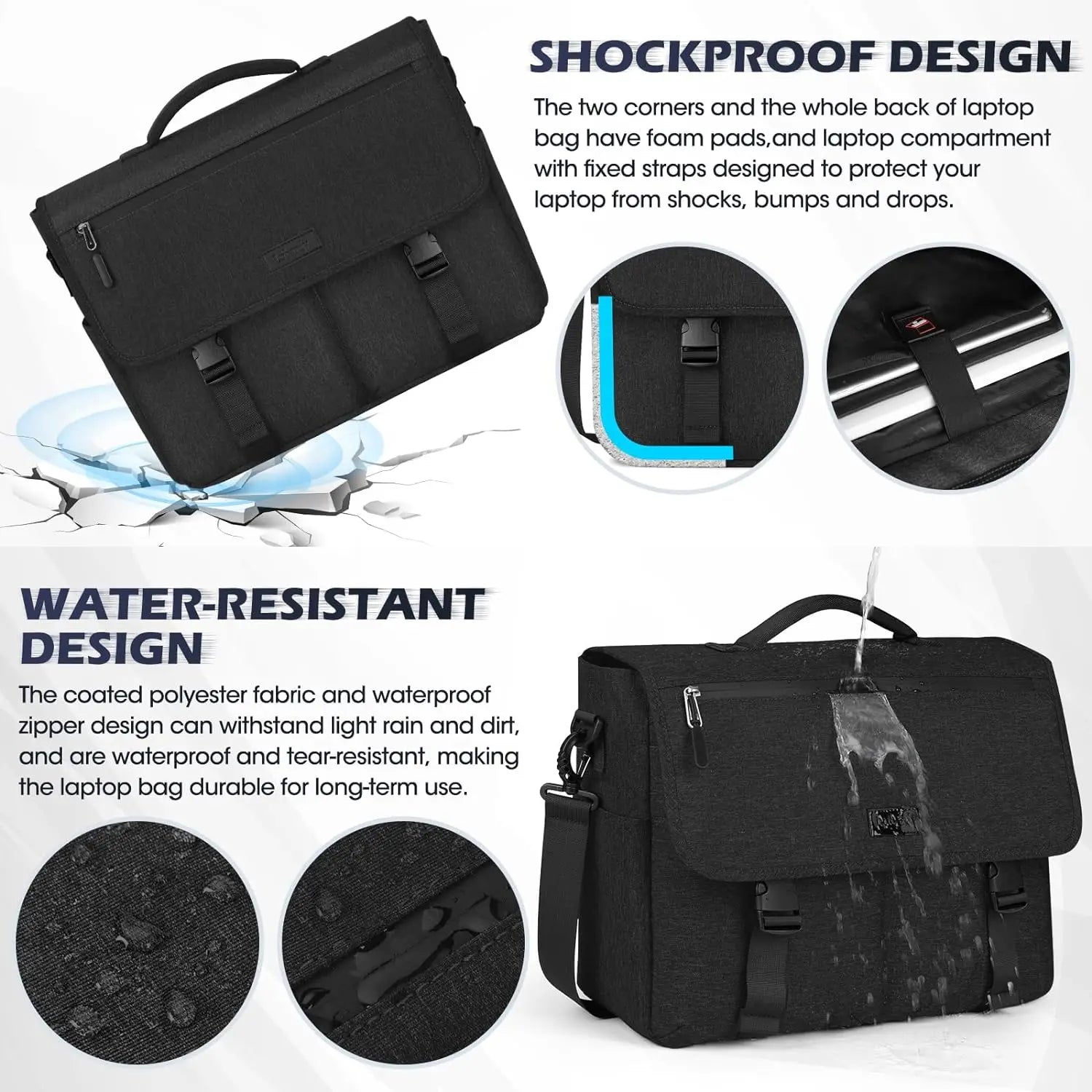 Laptop Briefcases for Men 15.6 Inch Laptop Bag Water resistant Computer Bag Lightweight Shoulder Satchel Bags