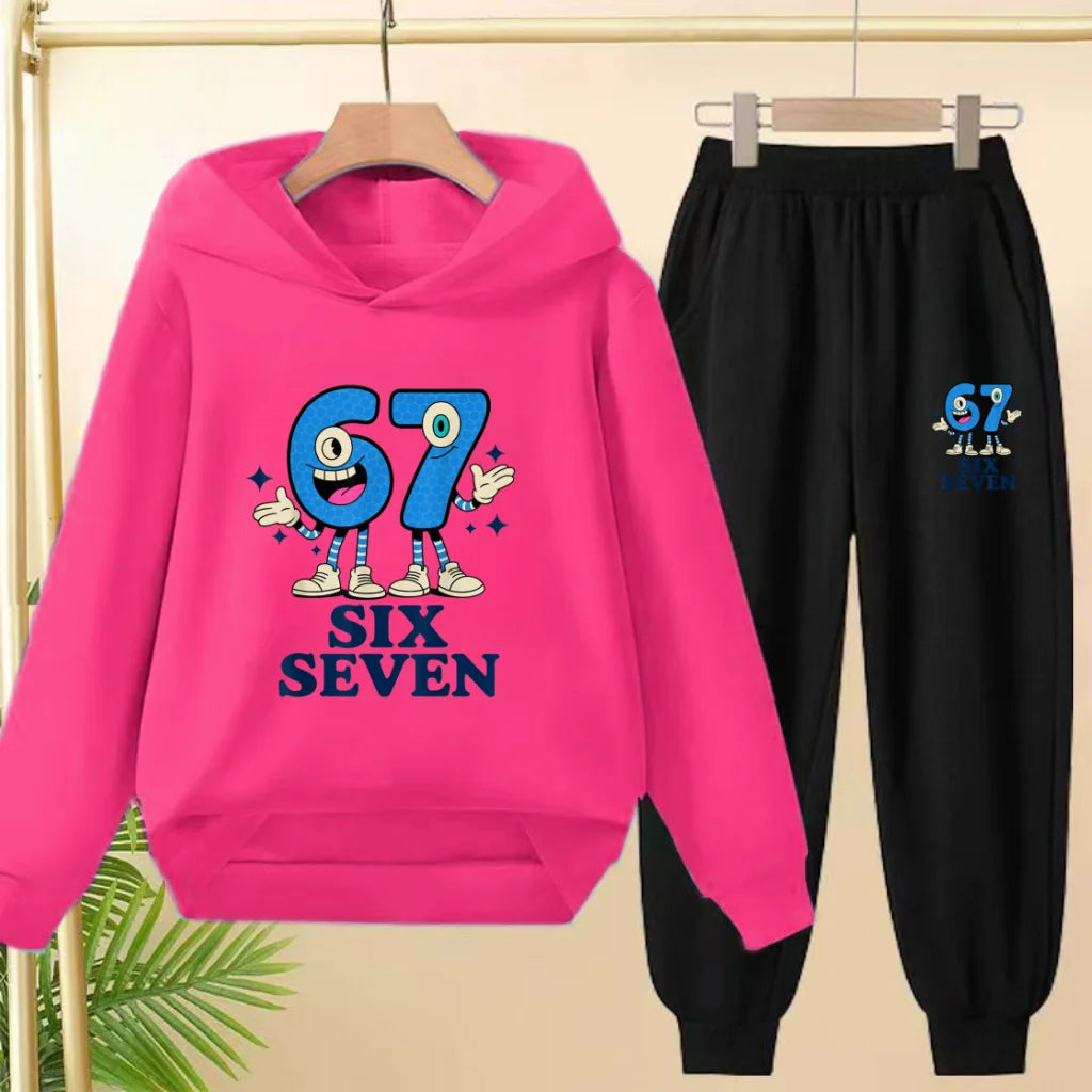 Kids Leisure Clothes Boy Girls Spring Hoodie 67 six seven Print Graphic Children Clothing 3 To 12 Age Comfortable Sportswear Set
