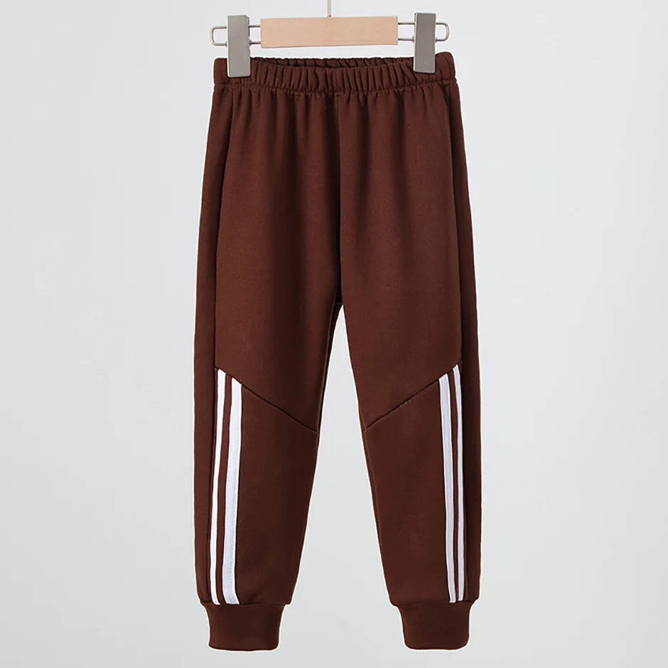 1/3 Piece Set Autumn And Winter Children's Mmulti-color Sports Thick Sweatpants For Boys And Girls With Plush Warm Casual Pants