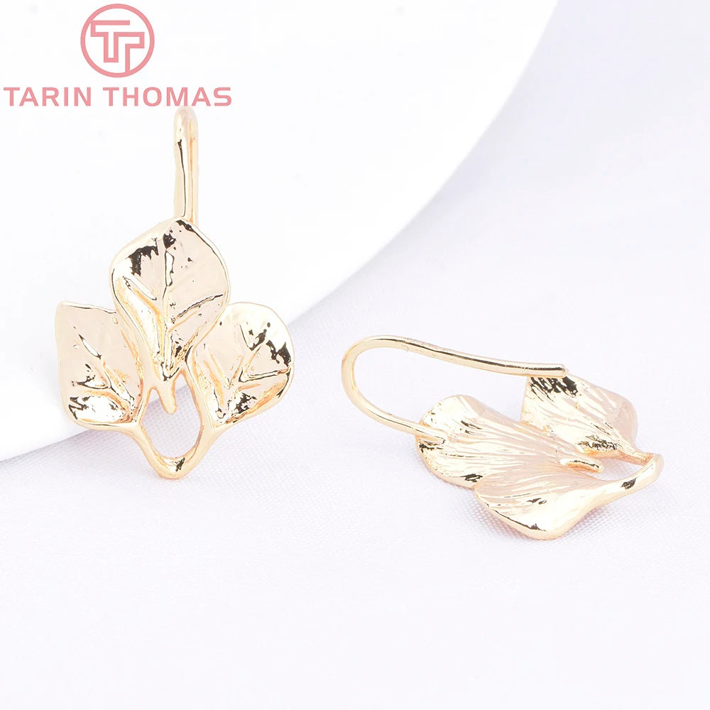 (1941) 20MM 24K Gold Color Plated Carved Earring Hook Jewerly Making Diy Jewelry Findings Accessories