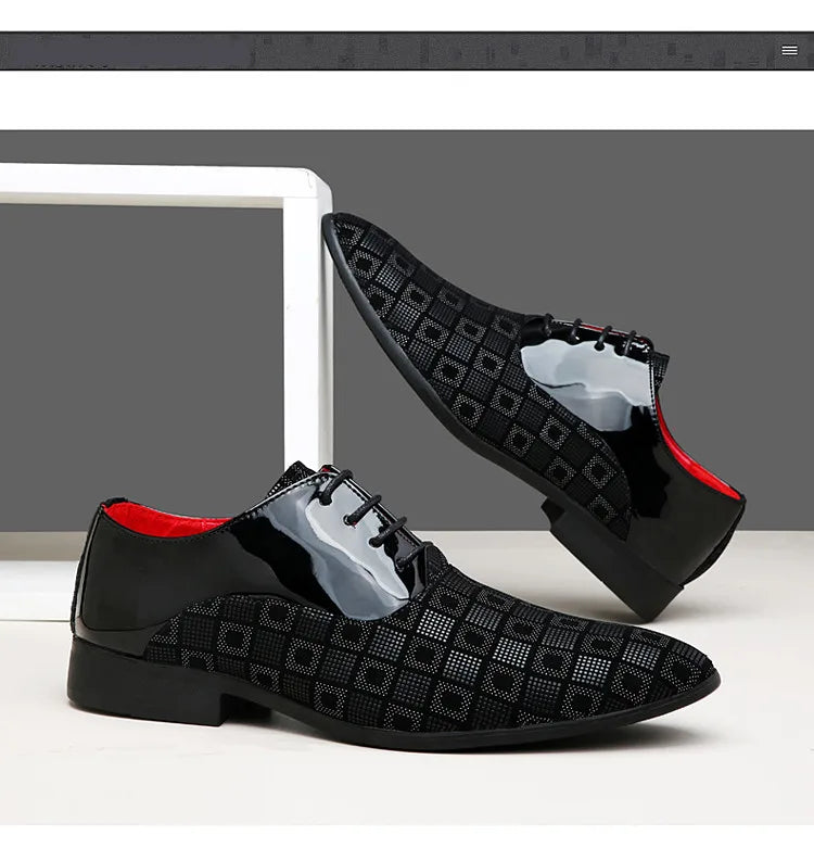 Elegant Red Men's Casual Leather Shoes Pointed-Toe Lace-up Men's Dress Shoes Comfortable Formal Shoes zapatos de vestir hombre