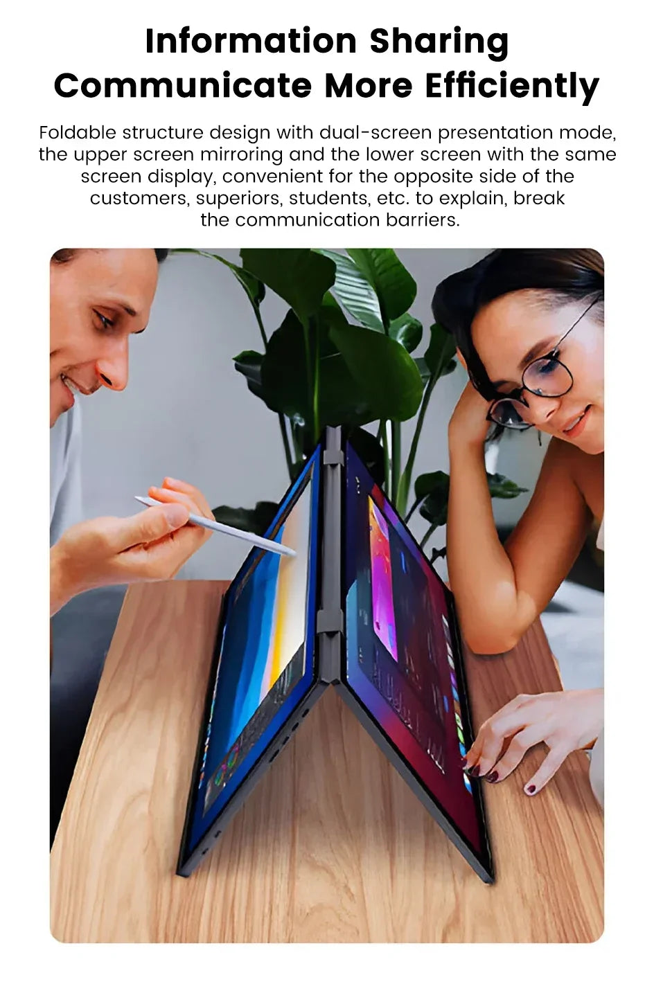 16 Inch 2.5K Dual Screen Portable Monitor 2560*1600P 16:10 100%sRGB With 360° Flip External Screen For PC Laptop Mac Phone PS4/5
