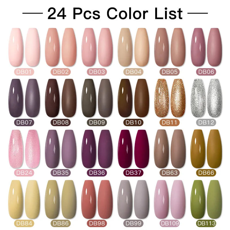 Mtssii 20/40/60Pcs Nail Gel Polish Set Kit Nude Pink Glitter Nail Art UV Gel Manicure Set Vernis Semi Permanent Base Top Coat