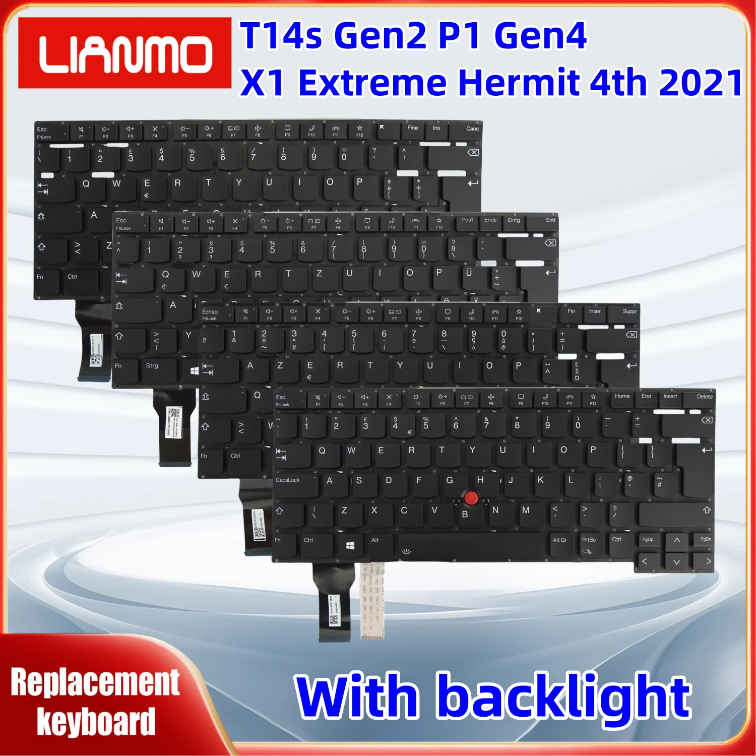 US Italian German French UK Backlit Laptop Keyboard For Lenovo Thinkpad T14s Gen2 P1 Gen4 X1 Extreme Hermit 4th 2021