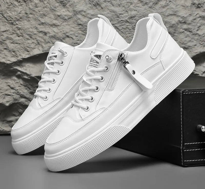 Classic Men Platform Leather Shoes Loafers Designer Trend Brand Man Flat Casual Shoes Fashion Zip Sneakers Shoes Men Mocciasins