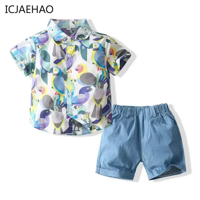 2025 Newborns Baby Boys Sets Toddler Suit Children Matching Summer Pants Kids Clothes Cotton Clothing Formal Kid T-Shirt Shorts