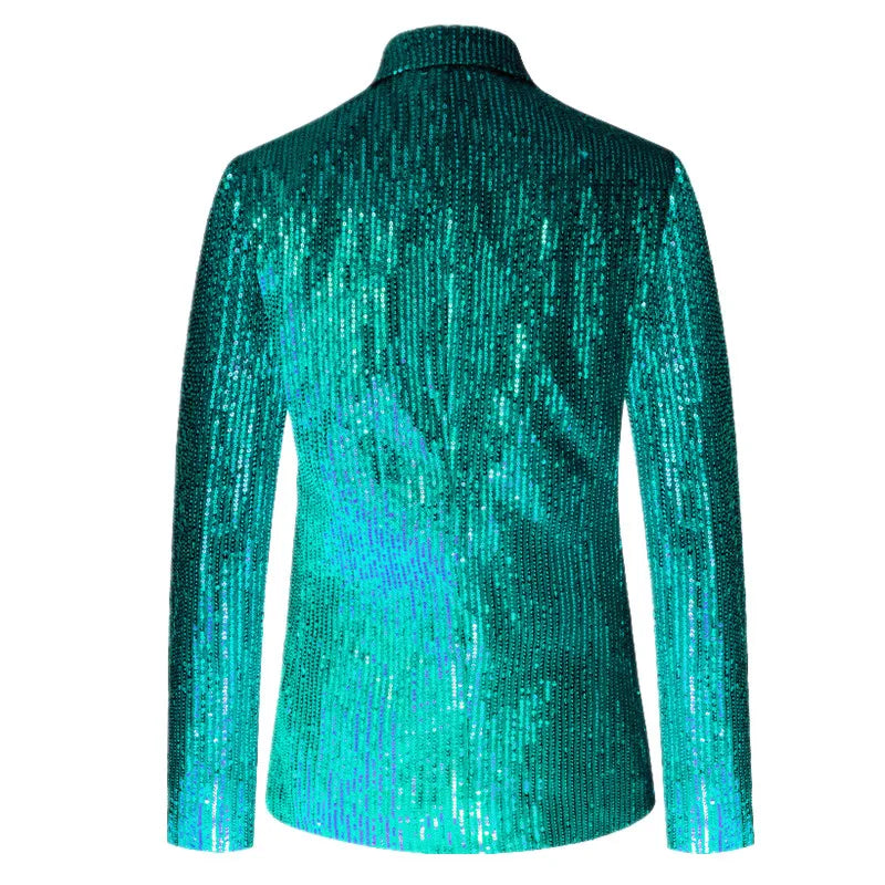 Bright Red Men Luxury Small Sequin Suit Jacket, Black / Green Fashion Male Wedding Dance Party Bar KTV  Blazers Coat.