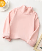 1pcs Children T-Shirt Cute Cartoon Solid Top Baby Korean Clothing Kids Half High Collar Long Sleeve Base Shirt Girls Boys Tshirt