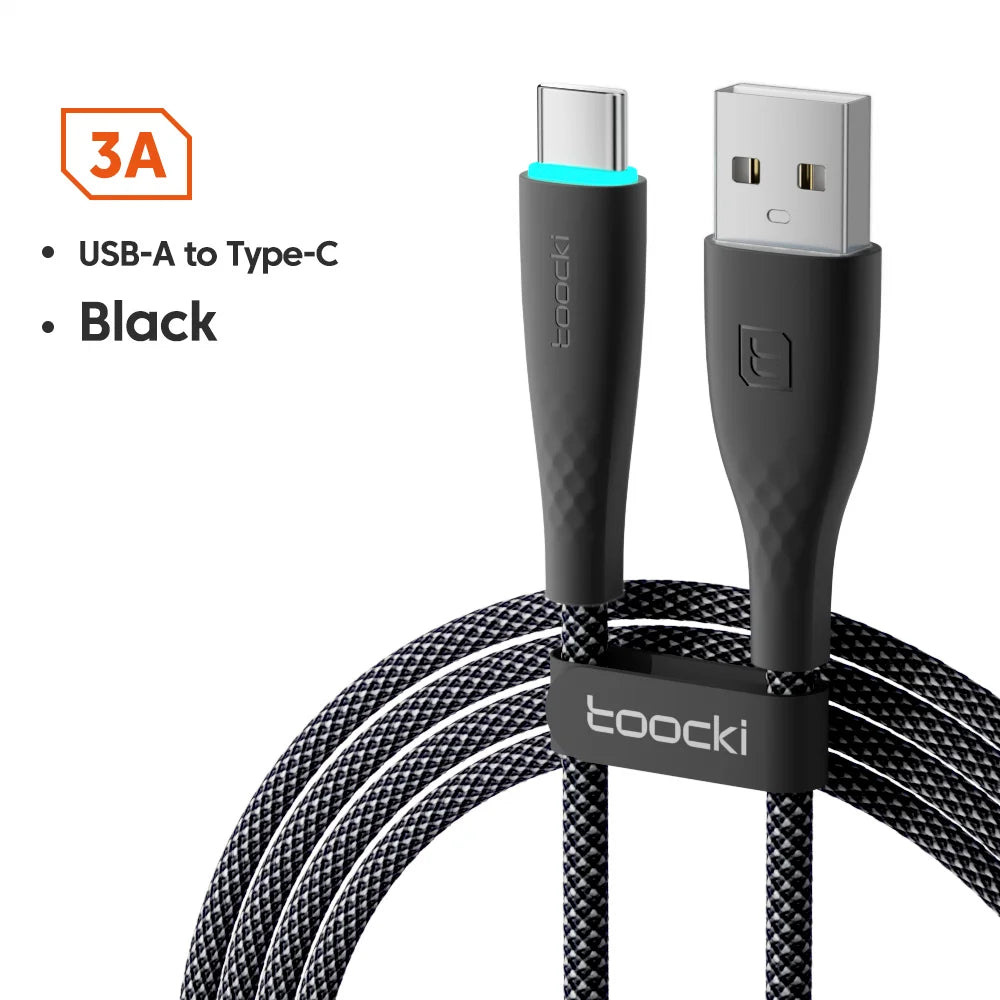 Toocki USB Type C Cable Fast Charging 3A USB C Charger Cord Data Wire For Samsung S21 S20 Xiaomi Redmi Poco Mobile Phone Cable