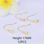 (1941) 20MM 24K Gold Color Plated Carved Earring Hook Jewerly Making Diy Jewelry Findings Accessories