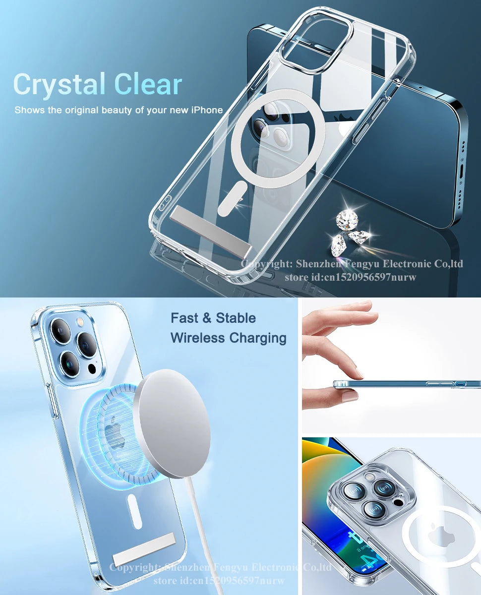 Magnetic Stand Phone Case for iPhone 17 16 15 14 Pro Max Plus 12 13 Mini 11 Mobile Cases with Kickstand Shockproof  Back Cover