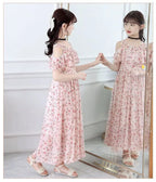 2025 fashion new Summer Teenager Girl Princess Kids Dresses Sleeveless Floral Vestidos Clothes mesh costume 6 8 9 10 12 14 Year