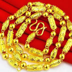 Plated 100% Pure 18K Gold Real Necklace Gold Necklace Domineering Fashion Trendy 24K 999 Men's Gold Necklace Pendant Gifts