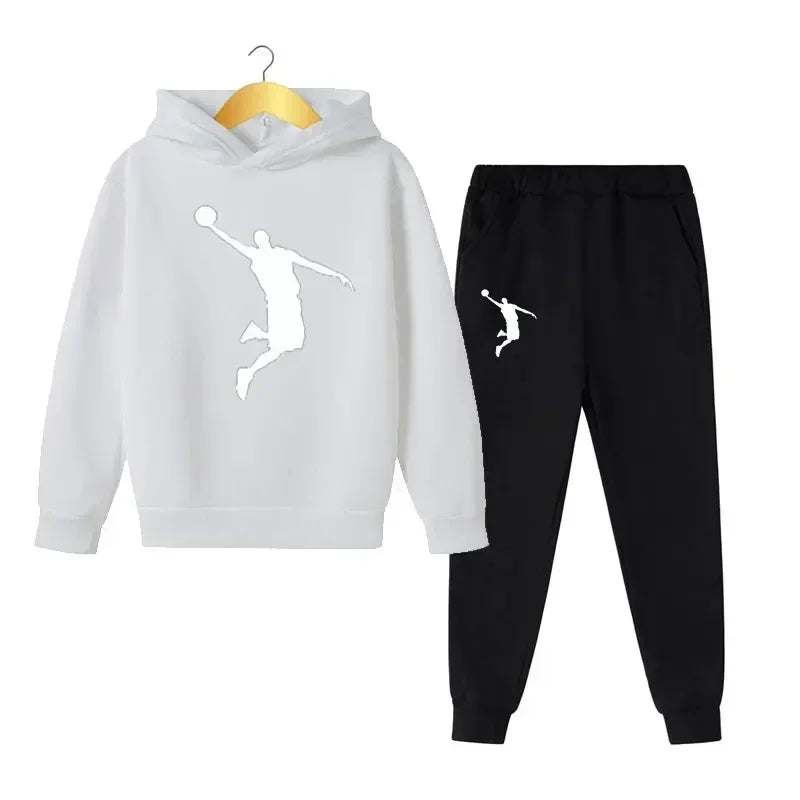 Autumn and Winter Children's Fashion Sports Hoodie+Pants Set for Boys and Girls Aged 4-14, Casual and Comfortable 2-piece Set