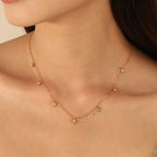 LUXUKISSKIDS Trendy Korean 5 Stars Charms Clavicle Choker Steel Fairy Woman Eight-Pointed Star with Shiny Zirconia Neck Collier