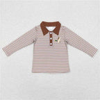 Wholesale Children Long Sleeves Mardi Gras Infant Kids Zipper Tee T-shirts Baby Boy Shirt Toddler Lapel Cotton Pullover Top