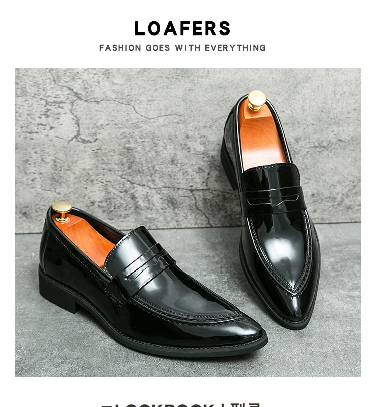 Wedding Leather Shoes For Men Classic Casual Business Shoes Male Green Loafers Social Party Purple Leather Oxford Shoes Man