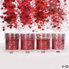 Holographic Glitter set 4 different shines Nail Sequins 10 grams each jar Holographic Cosmetic Festival Chunky Glitters Sequins