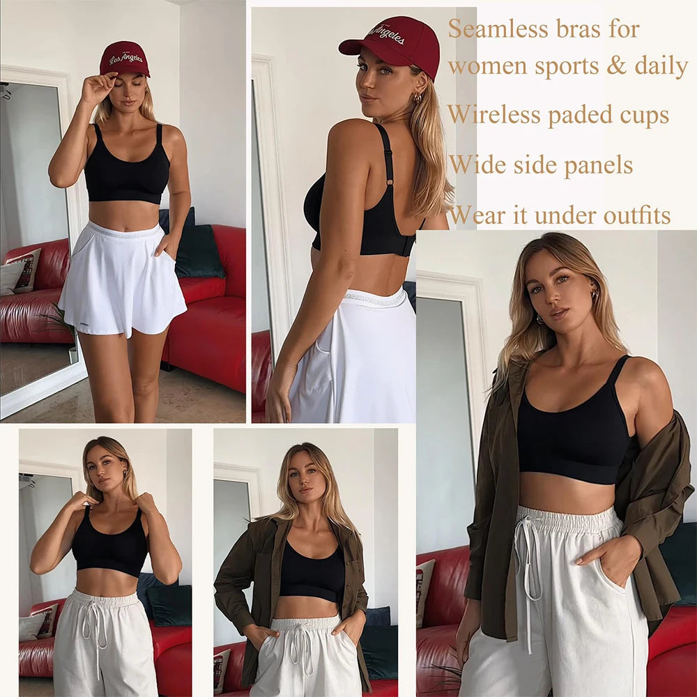 Womens Wireless Bras Comfort Push Up Bras No Underwire Bra Full Support Lift Bralette Full Coverage Sport Everyday Bra