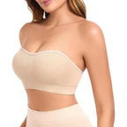 Push Up Strapless Bras For Women Supportive Bandeau Bra Non Slip No Underwire Padded Tube Tops Comfort Soft Wireless Daily Bras