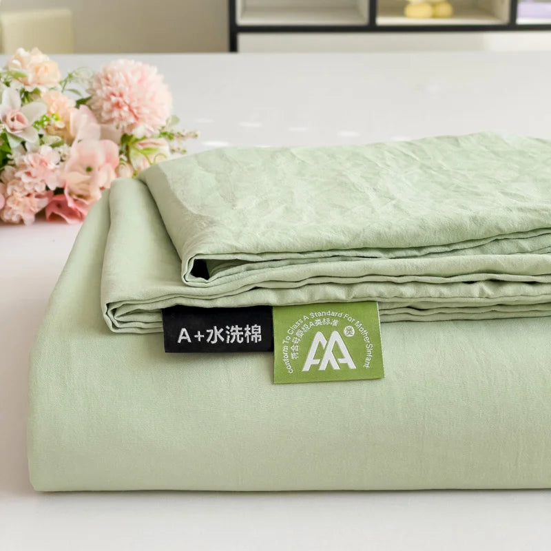 Washed Cotton Bed Flat Sheet for Double Bed Plain Solid Color Top Sheets Single/Queen/King Flat Bedsheets Home Bed Linen Sheets