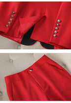 Fashion Red Black Beige Women Pant Suit 2 Piece Set Office Ladies Female Business Work Wear Formal Blazer Jacket And Trouser