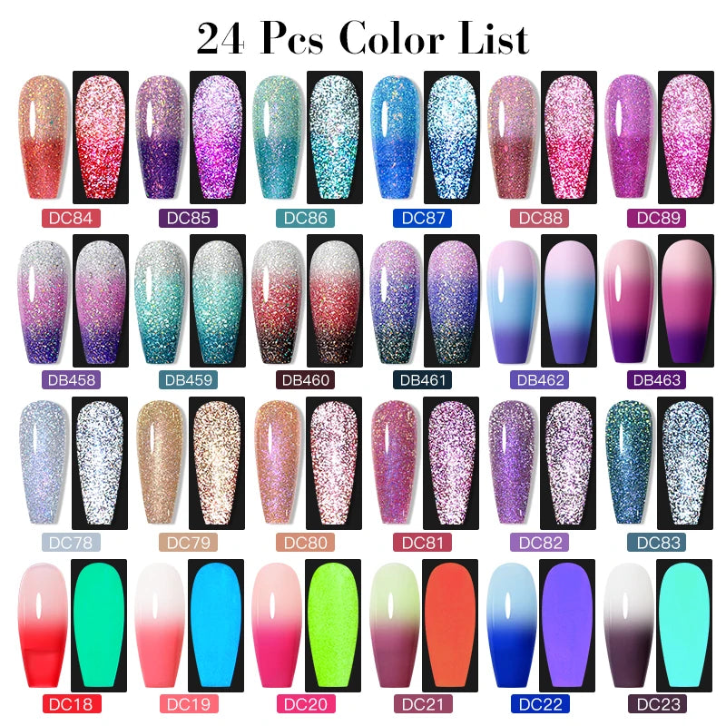 Mtssii 20/40/60Pcs Nail Gel Polish Set Kit Nude Pink Glitter Nail Art UV Gel Manicure Set Vernis Semi Permanent Base Top Coat