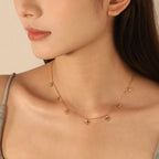 LUXUKISSKIDS Trendy Korean 5 Stars Charms Clavicle Choker Steel Fairy Woman Eight-Pointed Star with Shiny Zirconia Neck Collier