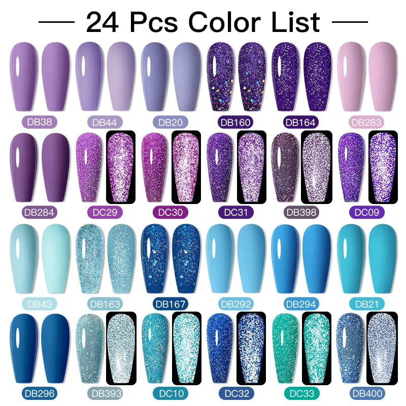 Mtssii 20/40/60Pcs Nail Gel Polish Set Kit Nude Pink Glitter Nail Art UV Gel Manicure Set Vernis Semi Permanent Base Top Coat