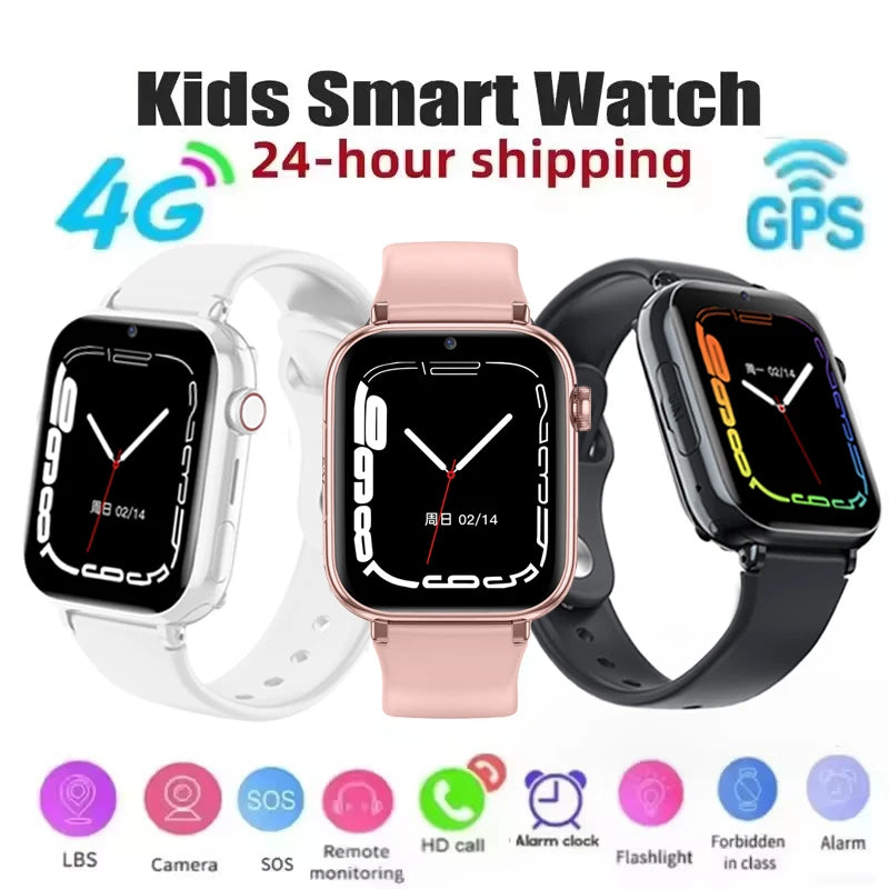 4G SIM Card Smart Watch Kid Smartwatch SOS GPS Location Video Phone Call Watch Children Boy Student Girl Waterproof Smart Watch